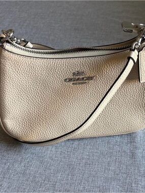 Coach Teri Pebbled Leather Shoulder Bag in Cream